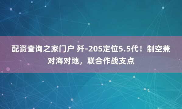 配资查询之家门户 歼-20S定位5.5代！制空兼对海对地，联合作战支点
